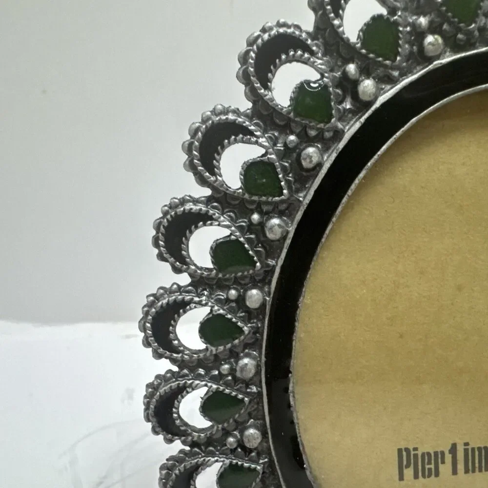 Peacock picture frame with green rhinestones from Pier One, pre-owned, not used